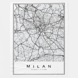 Milan Map Illustration Fleecedecke