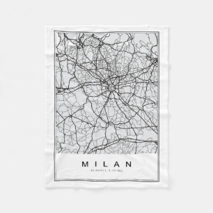 Milan Map Illustration Fleecedecke