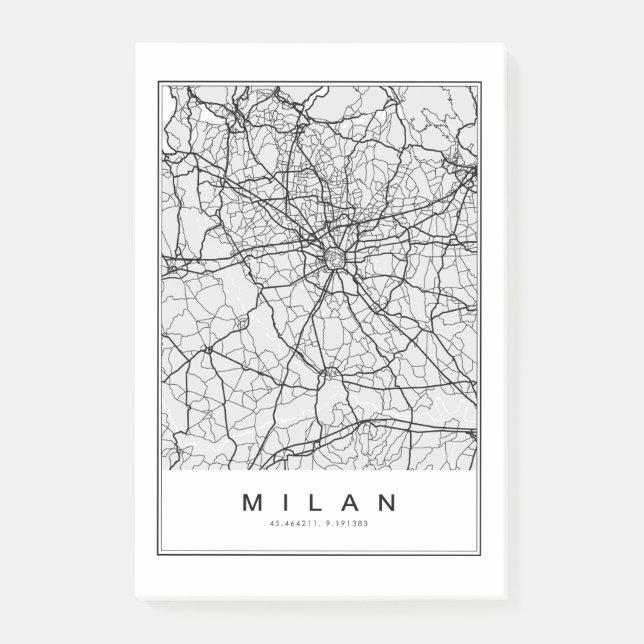 Milan Map Illustration Post-it Klebezettel (Vorderseite)