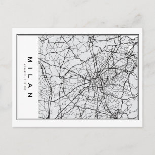 Milan Map Illustration Postkarte