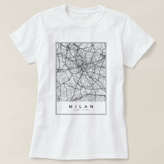 Milan Map Illustration T-Shirt (Design vorne)