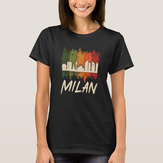 Milan Skyline Retro aus Italien Dom de Milan T-Shirt (Vorderseite)