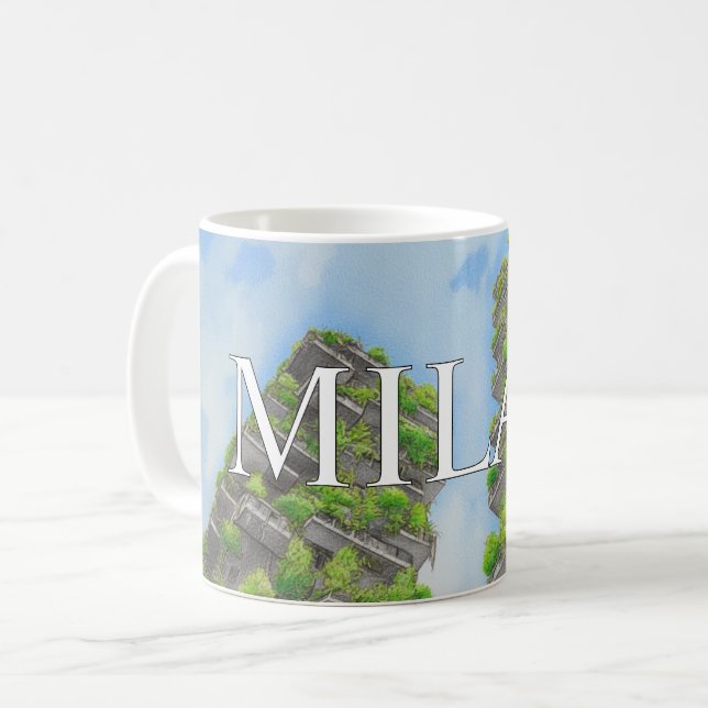 Milaner Wald-Mug Modern Skyline Kaffeetasse  (Vorderseite Links)
