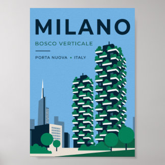 Milano Bosco Verticale Reiseplakat | Mailand Itali Poster