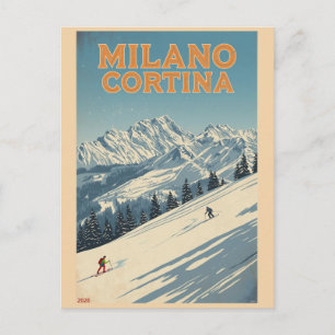 Milano Cortina 2026 Vintage Skigebiet Geschenke Postkarte