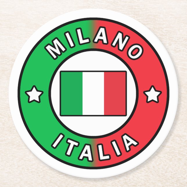 Milano Italia Runder Pappuntersetzer (Vorderseite)