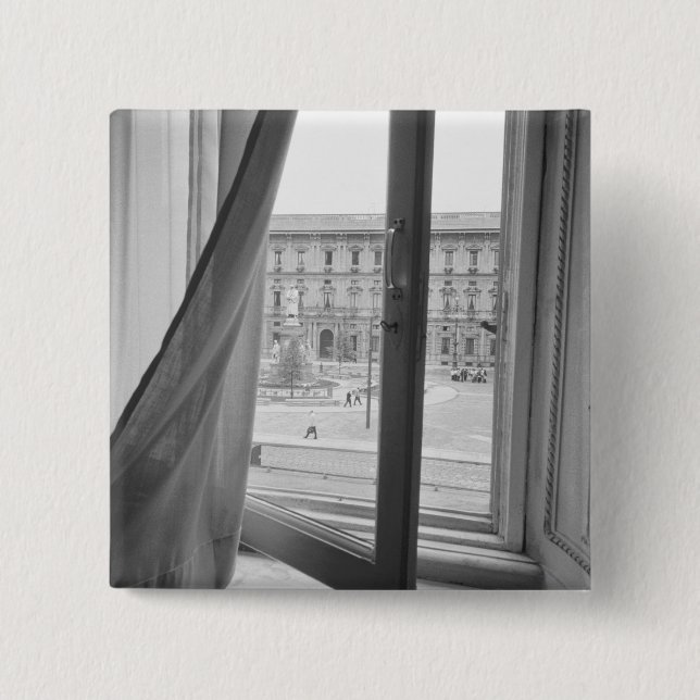 Milano Italien, Aussicht vom Opernfenster La Scala Button (Vorderseite)