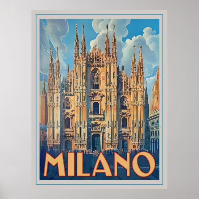 Milano, Italien Retro Poster (Vorne)