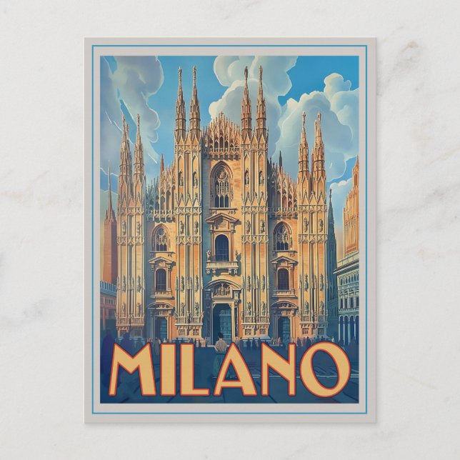 Milano, Italien Retro Postkarte (Vorderseite)