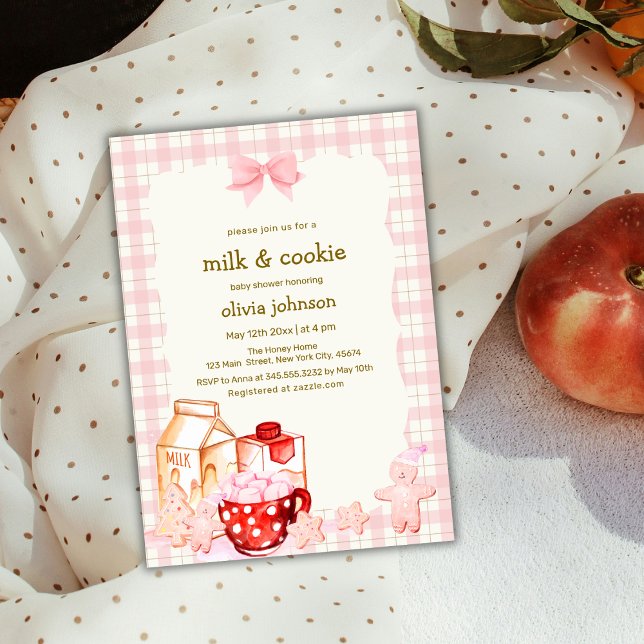 Milch & Cookie Gingham Winter Baby Dusche Einladung (Milk & Cookie Gingham Winter Baby Shower Invitation)