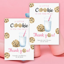 Milch & Cookies Baby-Dusche - Dankeschön Karte