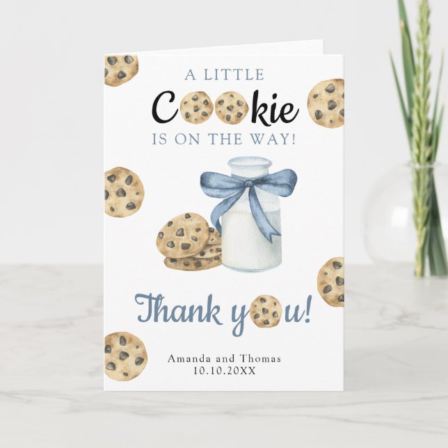 Milch & Cookies Baby-Dusche - Dankeschön Karte (Vorderseite)