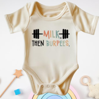 Milch Dann Burpees Lustige Fitness Gymnastik Baby Strampler