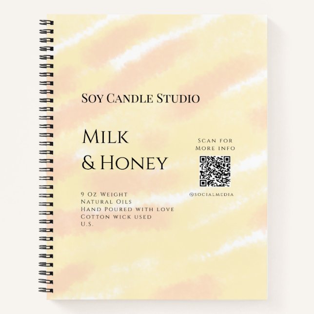 Milch Honigsoy-Kerzen-Geschäft hinzufügen q r Code Notizbuch (Vorderseite)
