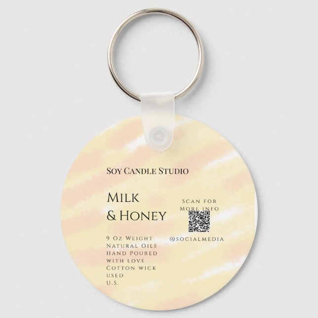 Milch Honigsoy-Kerzen-Geschäft hinzufügen q r Code Schlüsselanhänger (Vorderseite)