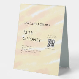 Milch Honigsoy-Kerzen-Geschäft hinzufügen q r Code Tischaufsteller