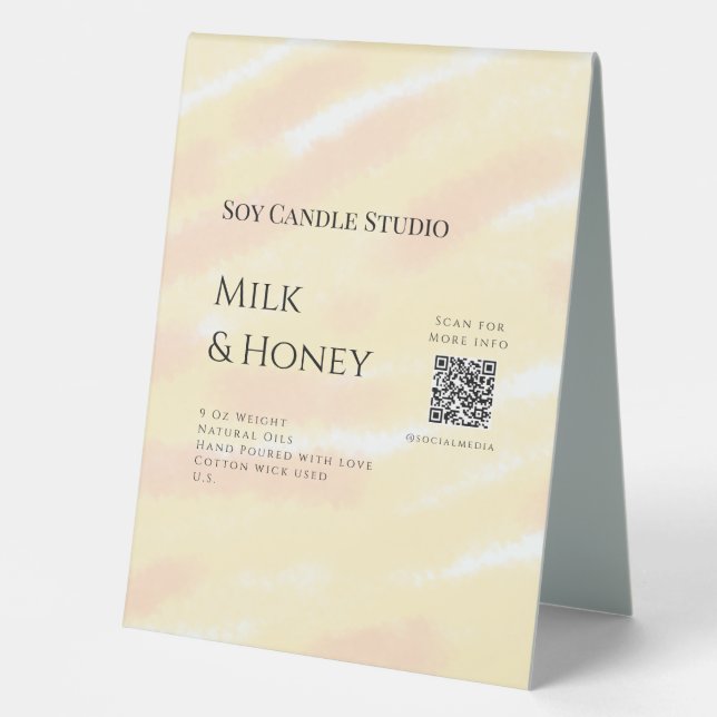 Milch Honigsoy-Kerzen-Geschäft hinzufügen q r Code Tischaufsteller (Vorderseite)