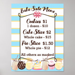 Milch Kekse Kuchen Cupcake Backverkauf Preis Menü Poster