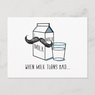 Milch & Mustache Funny Postcard Postkarte