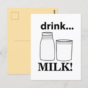 Milch Trinke Milch Postkarte