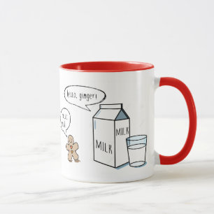 Milch-u. Ingwer-weiße Tasse mit rotem Innen-/Grif
