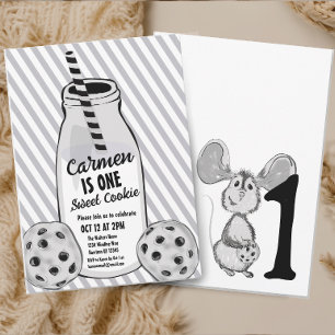Milch und Cookie Maus ersten Geburtstag Einladung
