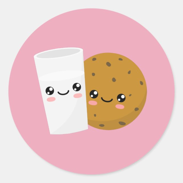 Milch und Cookie Runder Aufkleber (Vorderseite)