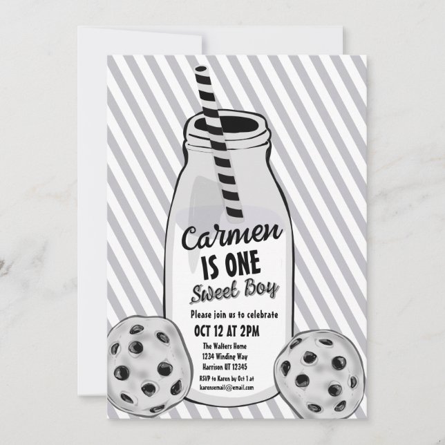 Milch und Cookie Sweet Boy Erstgeburt Einladung (Vorderseite)