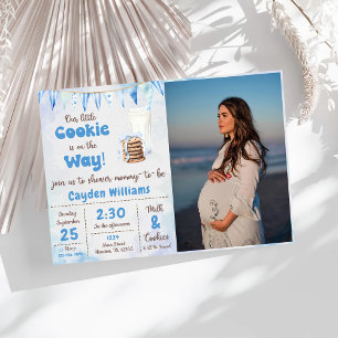 Milch und Cookies Baby Boy Dusche Party Foto Einladung
