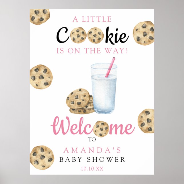 Milch und Cookies Begrüßung Baby-Dusche Party Poster (Vorne)
