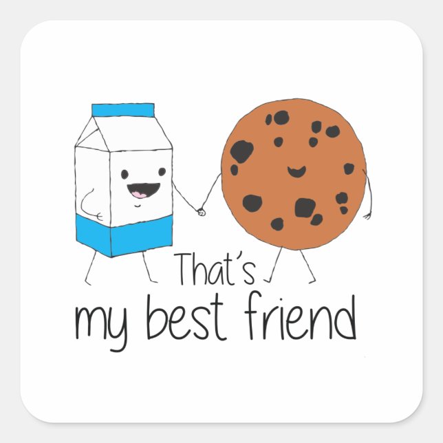Milch und Cookies BESTE FREUNDIN Freundschaft Quadratischer Aufkleber (Vorderseite)
