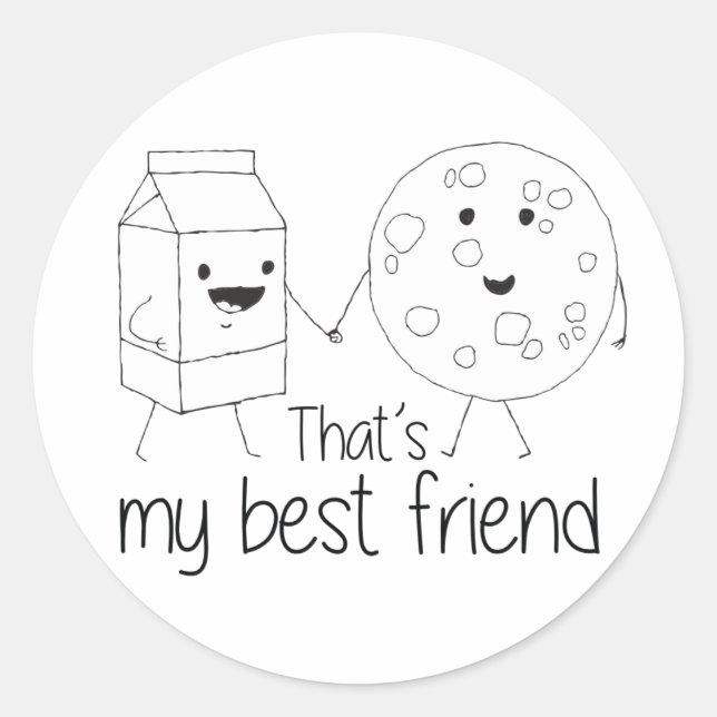 Milch und Cookies BESTE FREUNDIN Freundschaft Runder Aufkleber (Vorderseite)