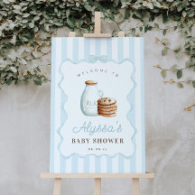 Milch und Cookies Blue Baby Dusche Begrüßungszeich