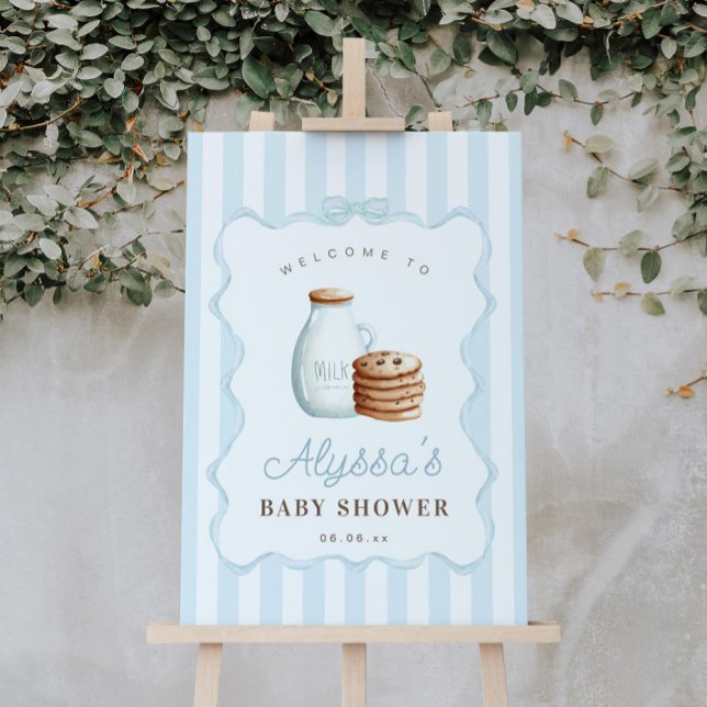 Milch und Cookies Blue Baby Dusche Begrüßungszeich Poster (Von Creator hochgeladen)