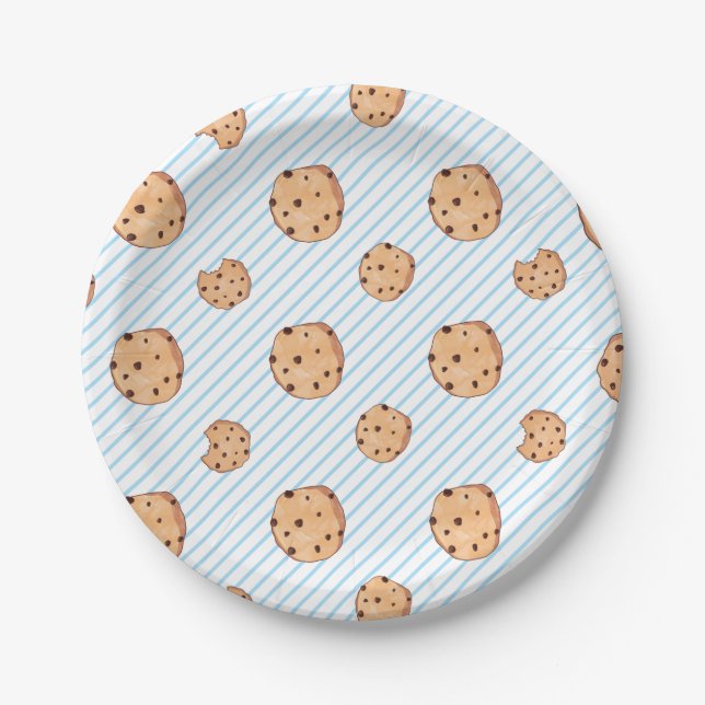 Milch und Cookies Blue Birthday Paper Plate Pappteller (Vorderseite)
