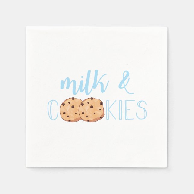 Milch und Cookies Blue Birthday Party Serviette (Vorderseite)