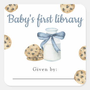 Milch und Cookies Die erste Bibliothek des Babys Quadratischer Aufkleber