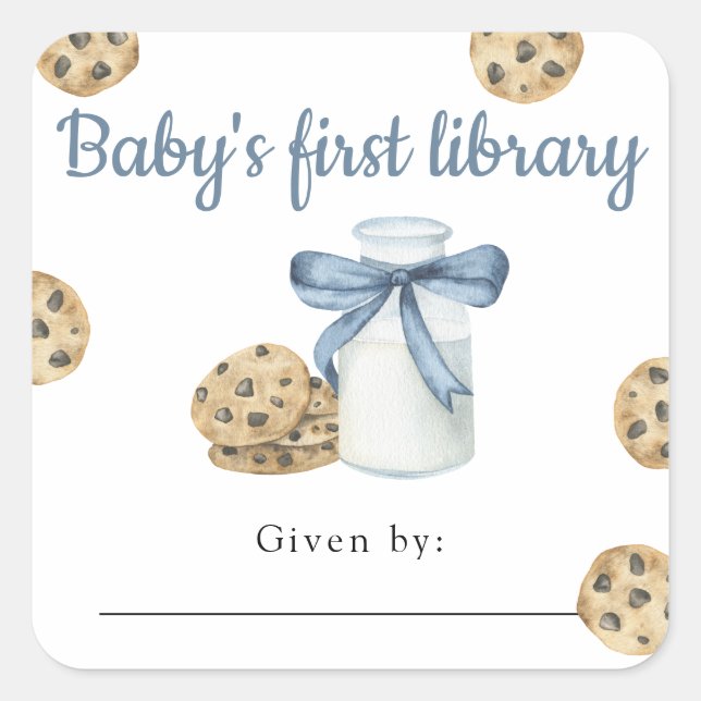 Milch und Cookies Die erste Bibliothek des Babys Quadratischer Aufkleber (Vorderseite)