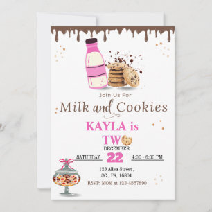 Milch und Cookies Geburtstagsfeier Einladung für M