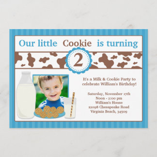 Milch und Cookies Geburtstagsparty Einladung für J