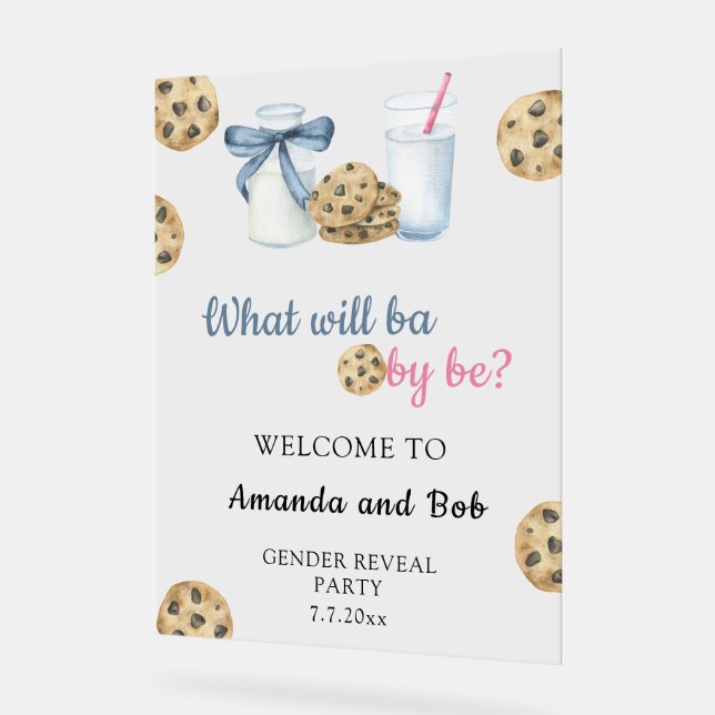 Milch und Cookies Gender offenbaren Willkommen Acrylschild (Winkel)