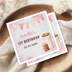Milch und Cookies Girl First Birthday Party Serviette