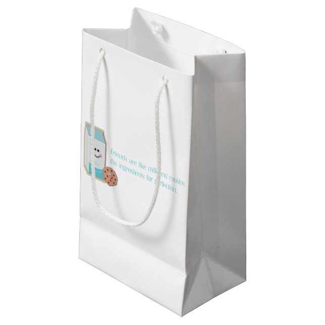 Milch und Cookies Kleine Geschenktüte (Vorderseite Schrägansicht)
