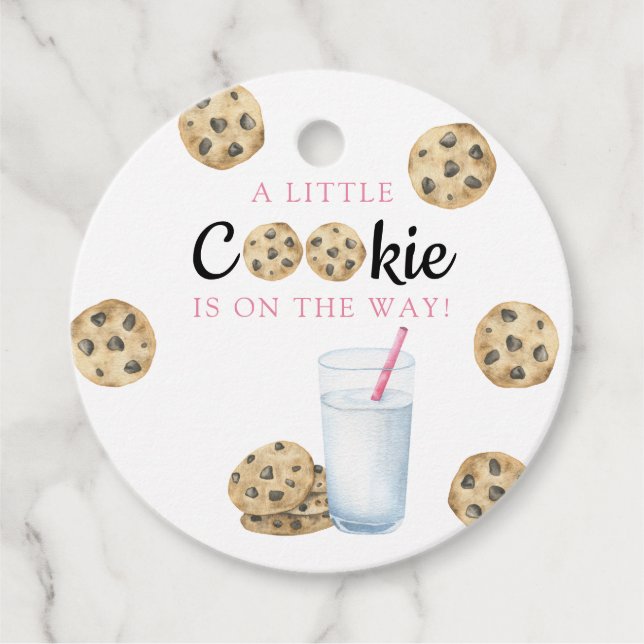 Milch und Cookies Mädchen Babydusche Geschenkanhänger (Vorderseite)