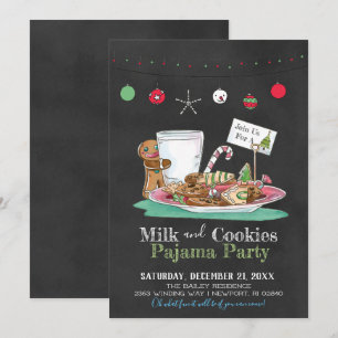 Milch und Cookies Pajama Party Einladung