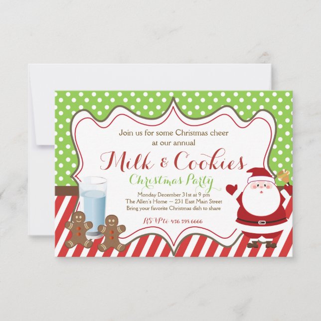 Milch und Cookies Party Einladung Weihnachten (Vorderseite)