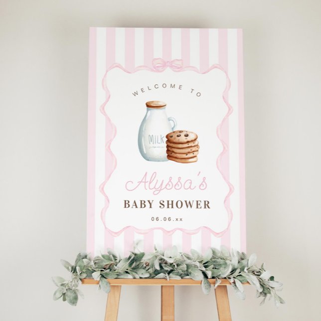 Milch und Cookies Pink Baby Dusche Begrüßungszeich Poster (Von Creator hochgeladen)