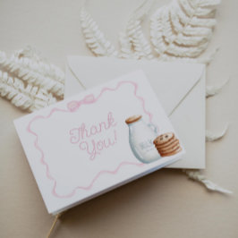 Milch und Cookies Pink Baby Dusche Dankeskarte