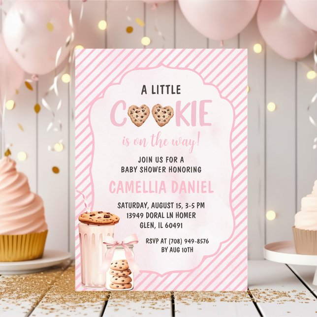 Milch und Cookies Pink Baby Girl Shower Party Einladung (Von Creator hochgeladen)