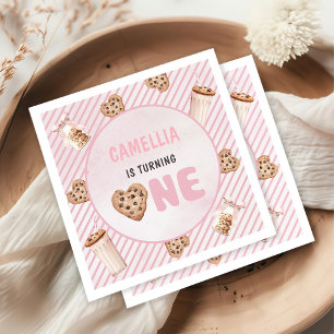 Milch und Cookies Rosa erste Geburtstagsparty Serviette
